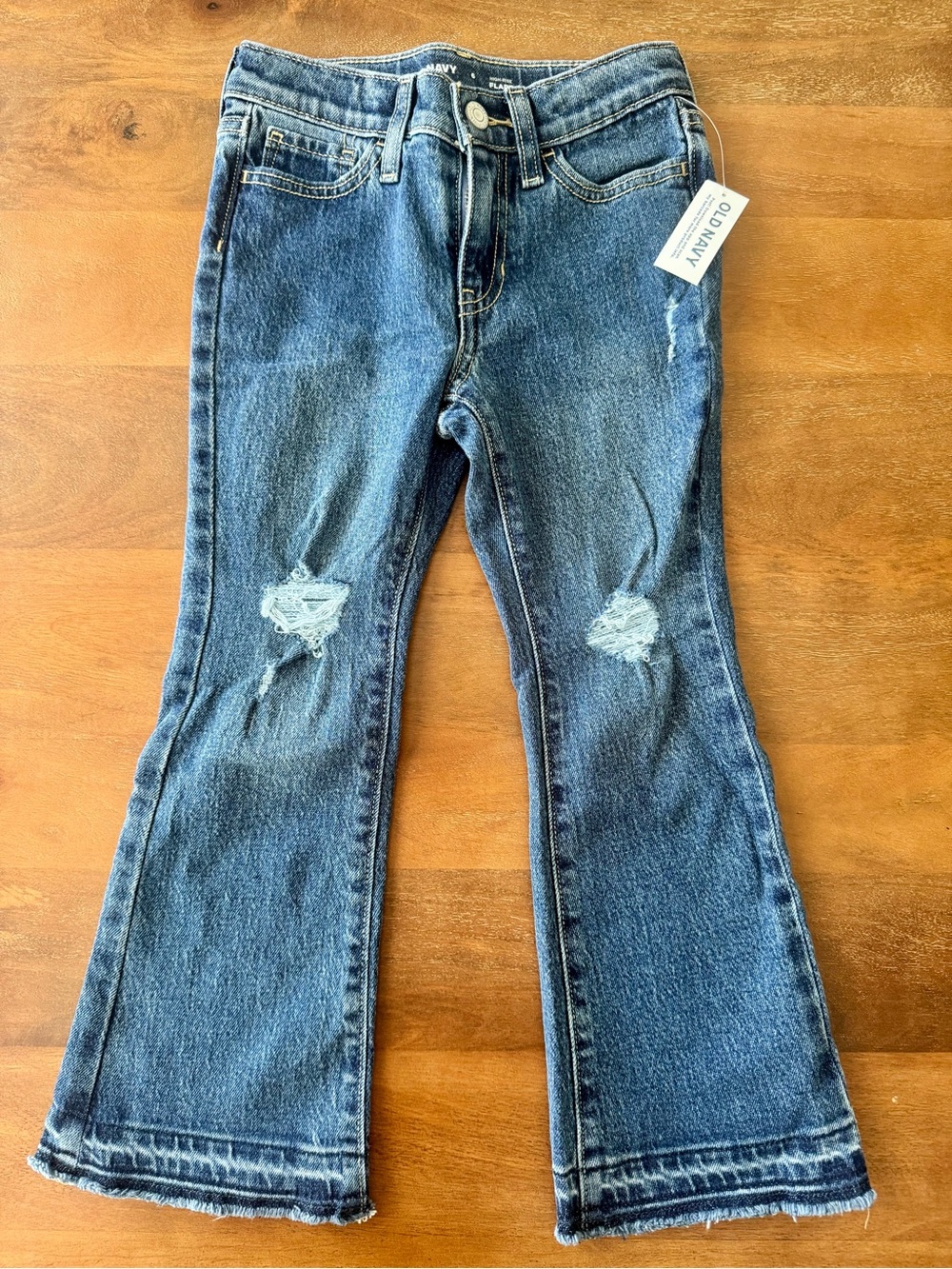Old Navy Blue Distressed Flare Jeans